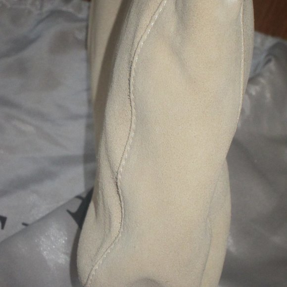 Y2K Furla Italy Ivory Suede & Rope Slouch Purse Handbag w Dust Bag - Picture 4 of 16